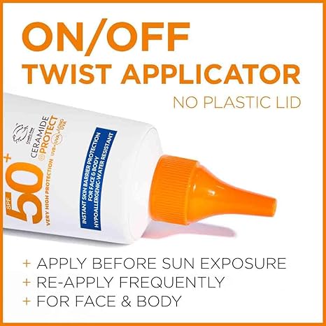 Garnier Ambre Solaire Sun Protection Serum SPF 50+ Face & Body, Non Sticky, Fluid Texture Non Greasy, No White Plaster, Sensitive Advanced, 125ml