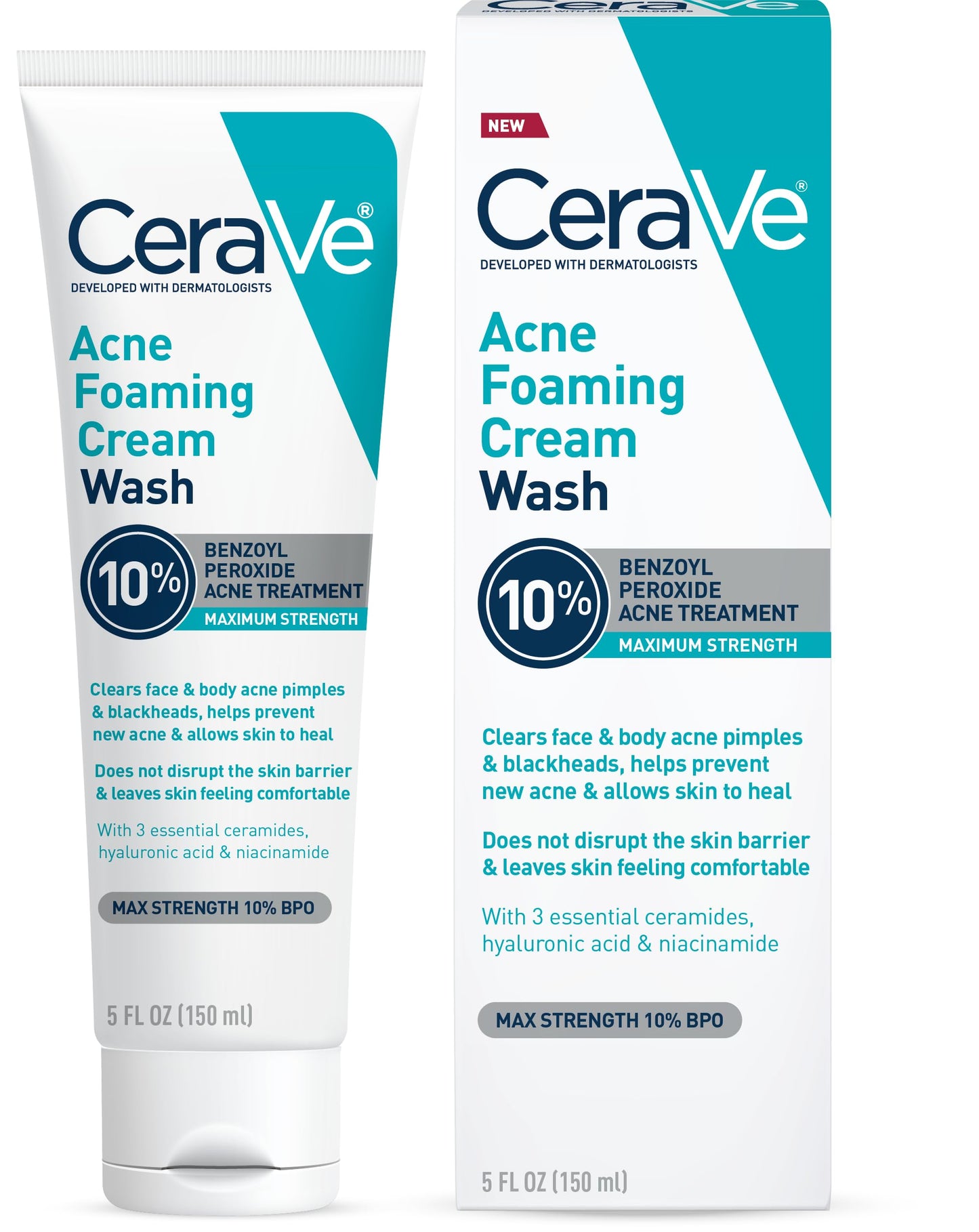 CERAVE ACNE FOAMING CREAM WASH 10% BENZOYL PEROXIDE